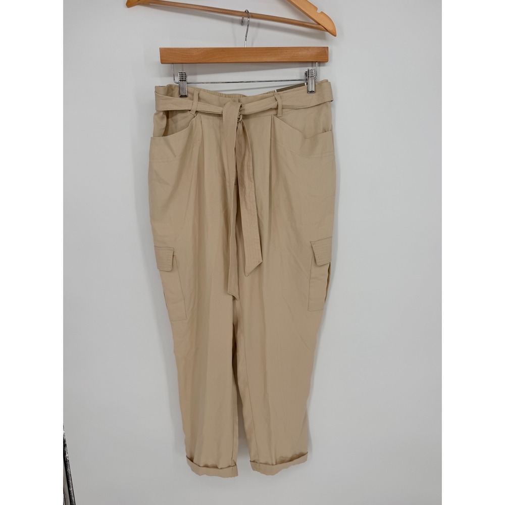 Chico's‎ Cargo Ankle Pants 1 Beige The Ultimate Fit Tie Waist Safari Gorpcore